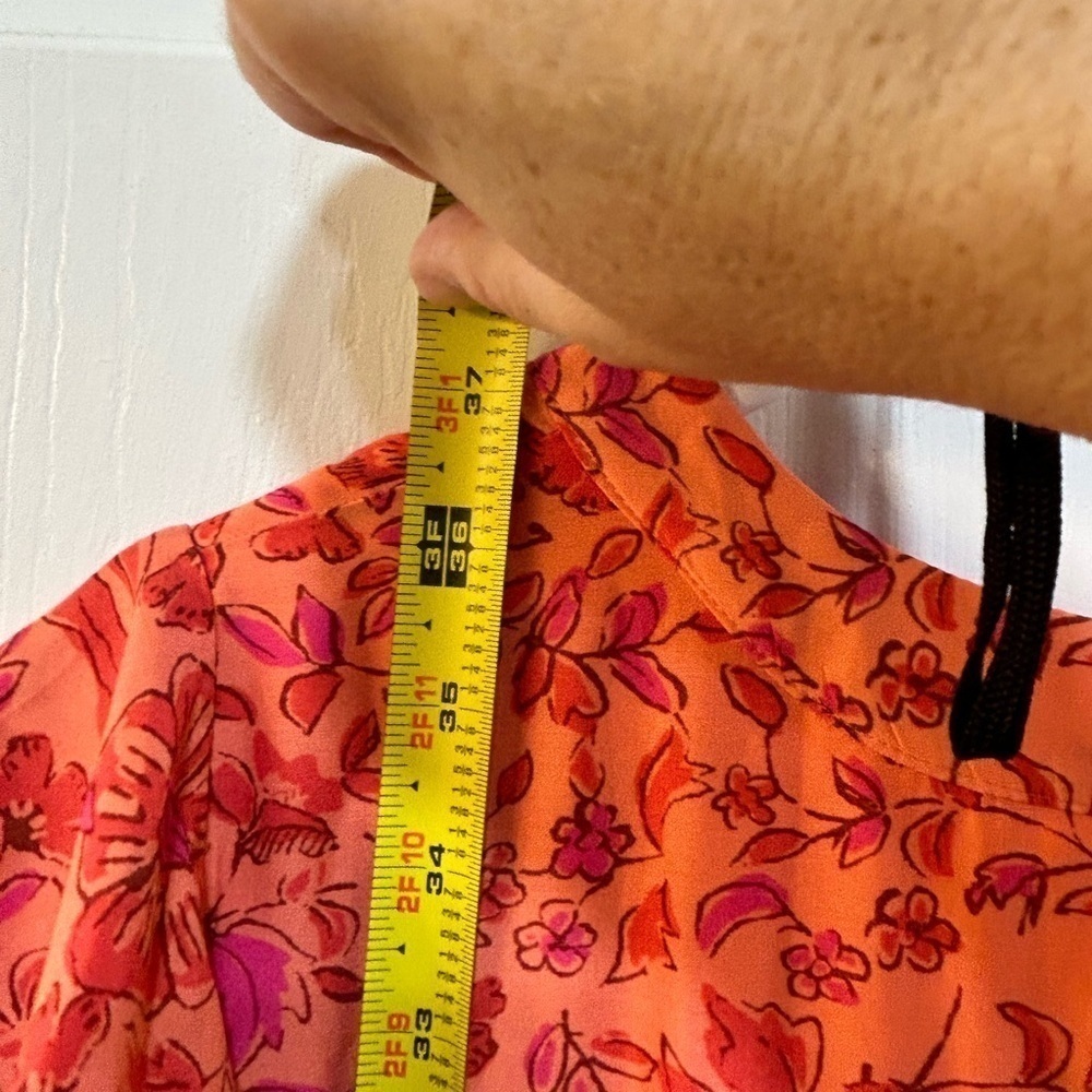 Vineyard Vines Silk Infused Floral Long Sleeve Dress Ruffle Shoulder Pintuck M - Picture 8 of 10